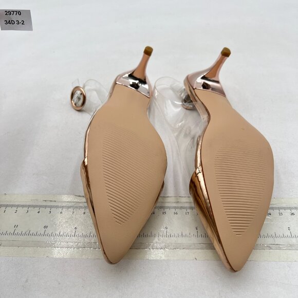 XYD Champagne Transparent Slingback Kitten Heels Pumps Pointed Toe PVC Sandals - Picture 8 of 9